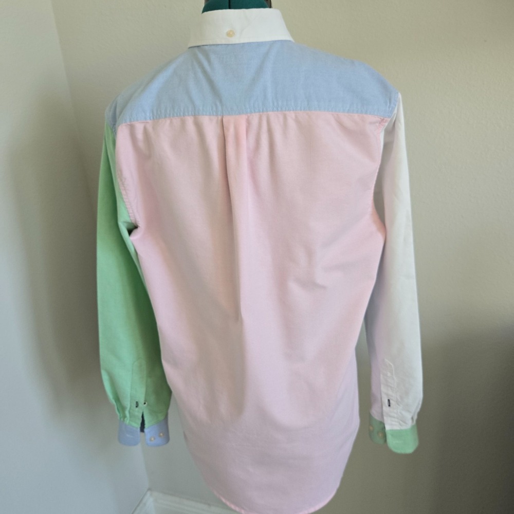 Tommy Hilfiger Mens Colorblock Button Up Shirt Sz Large Long Sleeves Preppy - Picture 7 of 9